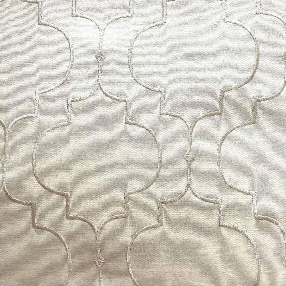 Ivory Moroccan Motif Embroidered Pair Curtains by Sherry Kline – 52 X 63